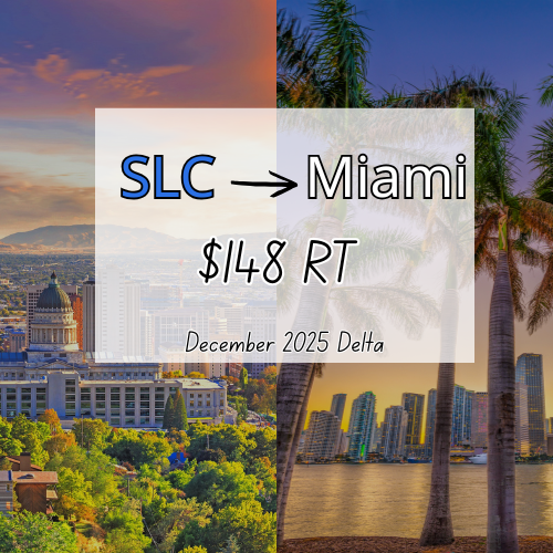 Salt Lake City to Miami - $148 Roundtrip - December 2025 - Delta